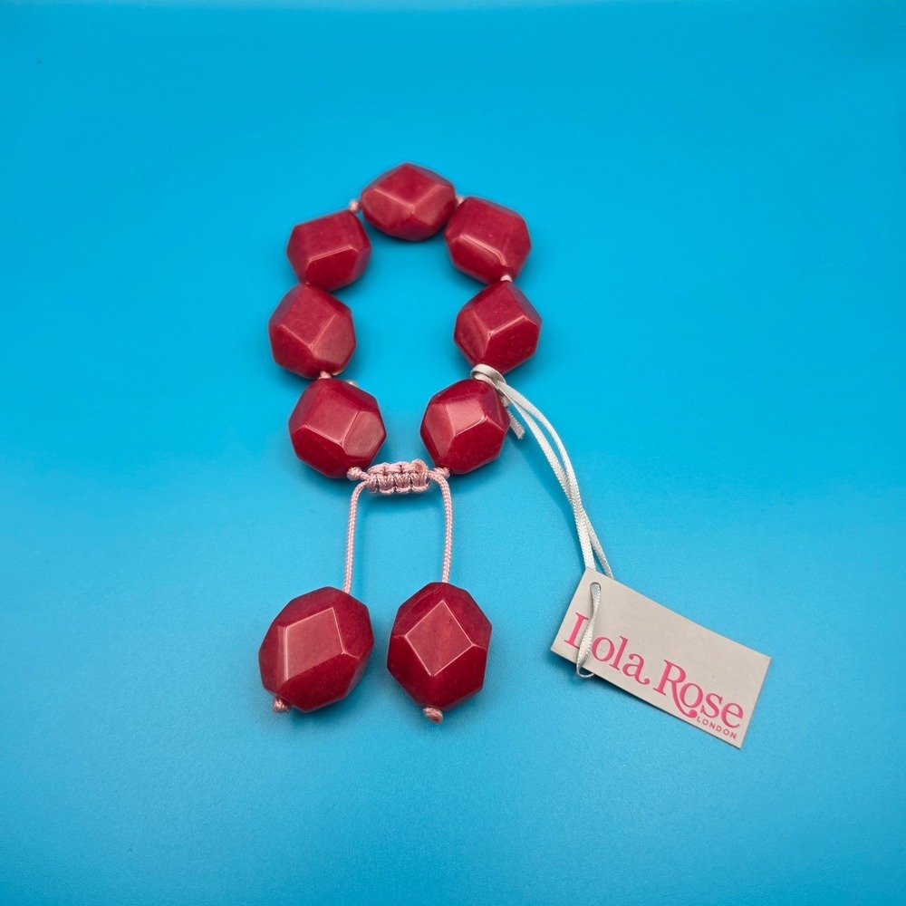 Lola Rose London Red Faceted Stone Beaded Adjustable Friendship Bracelet 925 CN
